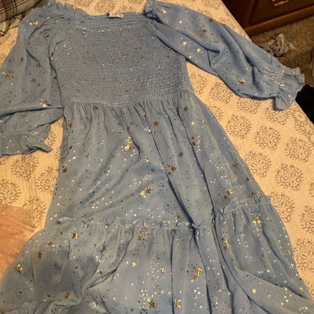 Blue Starry Long Sleeve Dress